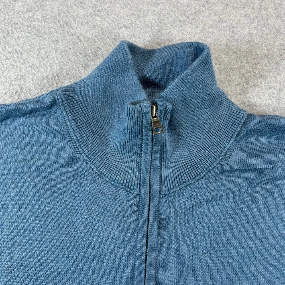 Banana Republic Cardigan Sweater Mens XL Blue Silk Cashmere Full Zip Mock Neck